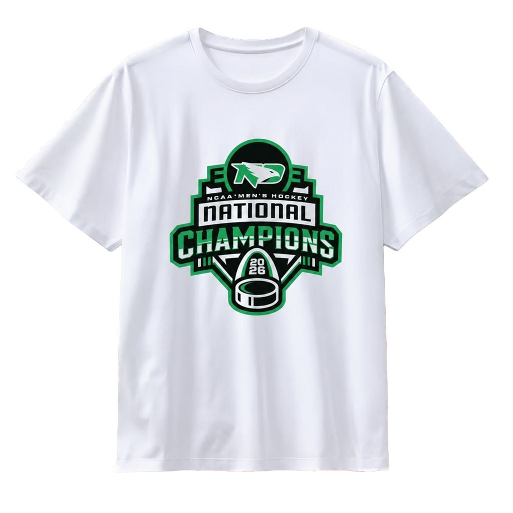 North Dakota Men's Hockey National Champions 2026 T-Shirt North Dakota Fighting Hawks Merch - Kdjoy North Dakota Men's Hockey National Champions 2026 T-Shirt North Dakota Fighting Hawks Merch - Kdjoy