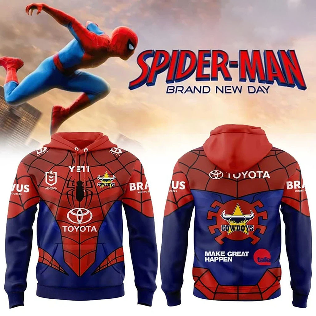 North Queensland Cowboys X Spider-Man Brand New Day 2026 Hoodie Cowboys Merch Fan Gifts - Kdjoy
