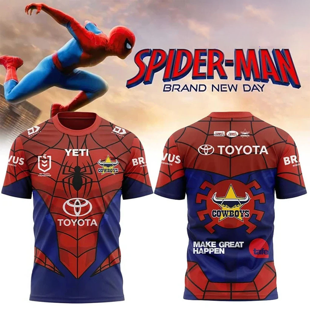 North Queensland Cowboys X Spider-Man Brand New Day 2026 T-Shirt Cowboys Merch Gift For Fan - Kdjoy North Queensland Cowboys X Spider-Man Brand New Day 2026 T-Shirt Cowboys Merch Gift For Fan - Kdjoy