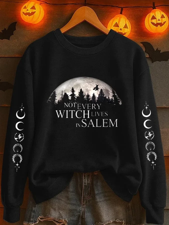Not Every Witch Lives In Salem Moon Sweatshirt Salem Witch Merch Gift For Halloween Fans - Kdjoy
