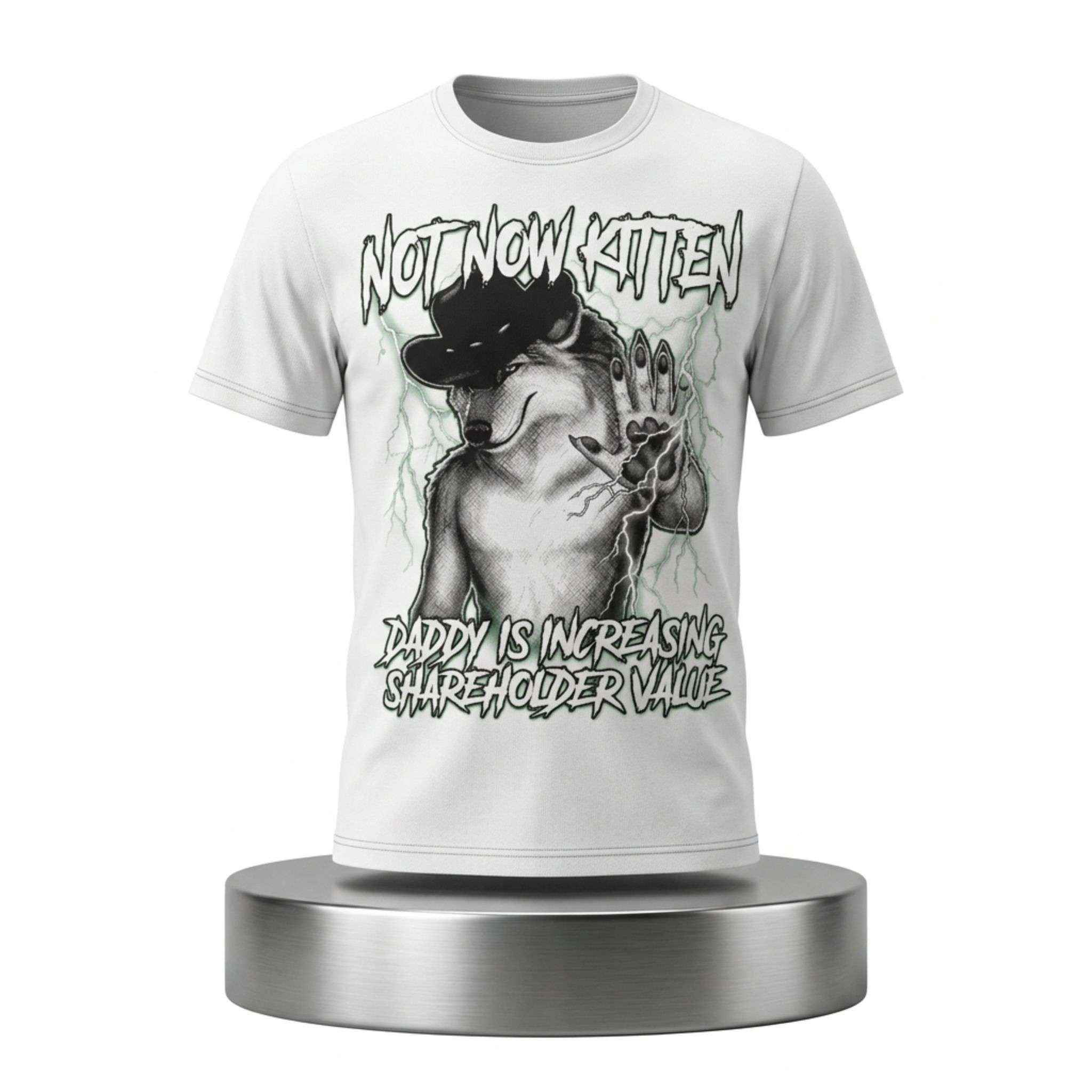 Not Now Kitten Daddy Is Increasing Shareholder Value Wolf Shirt Funny Quote T-Shirts - Kdjoy