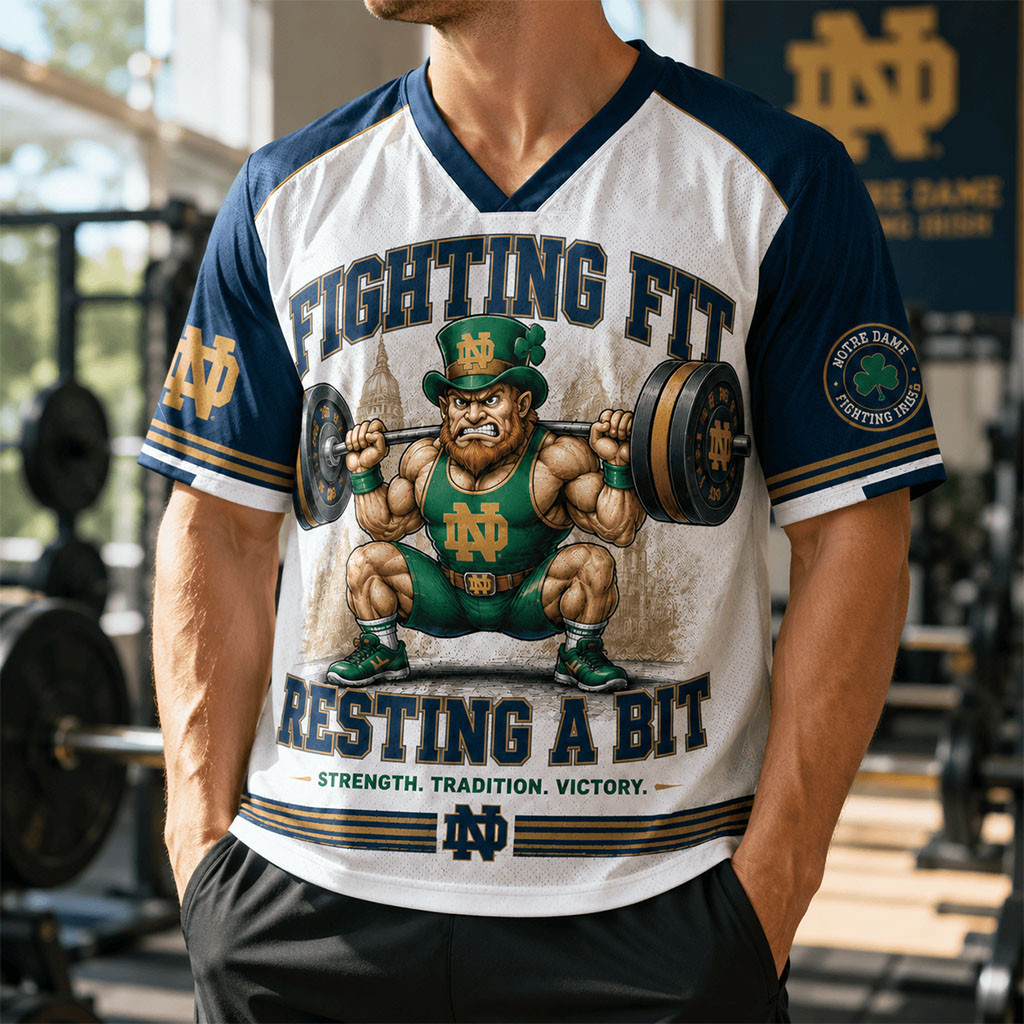 Notre Dame Fighting Irish Merch 2026 Fighting Fit Resting A Bit V-Neck Jersey Best Fitness Gift - Kdjoy