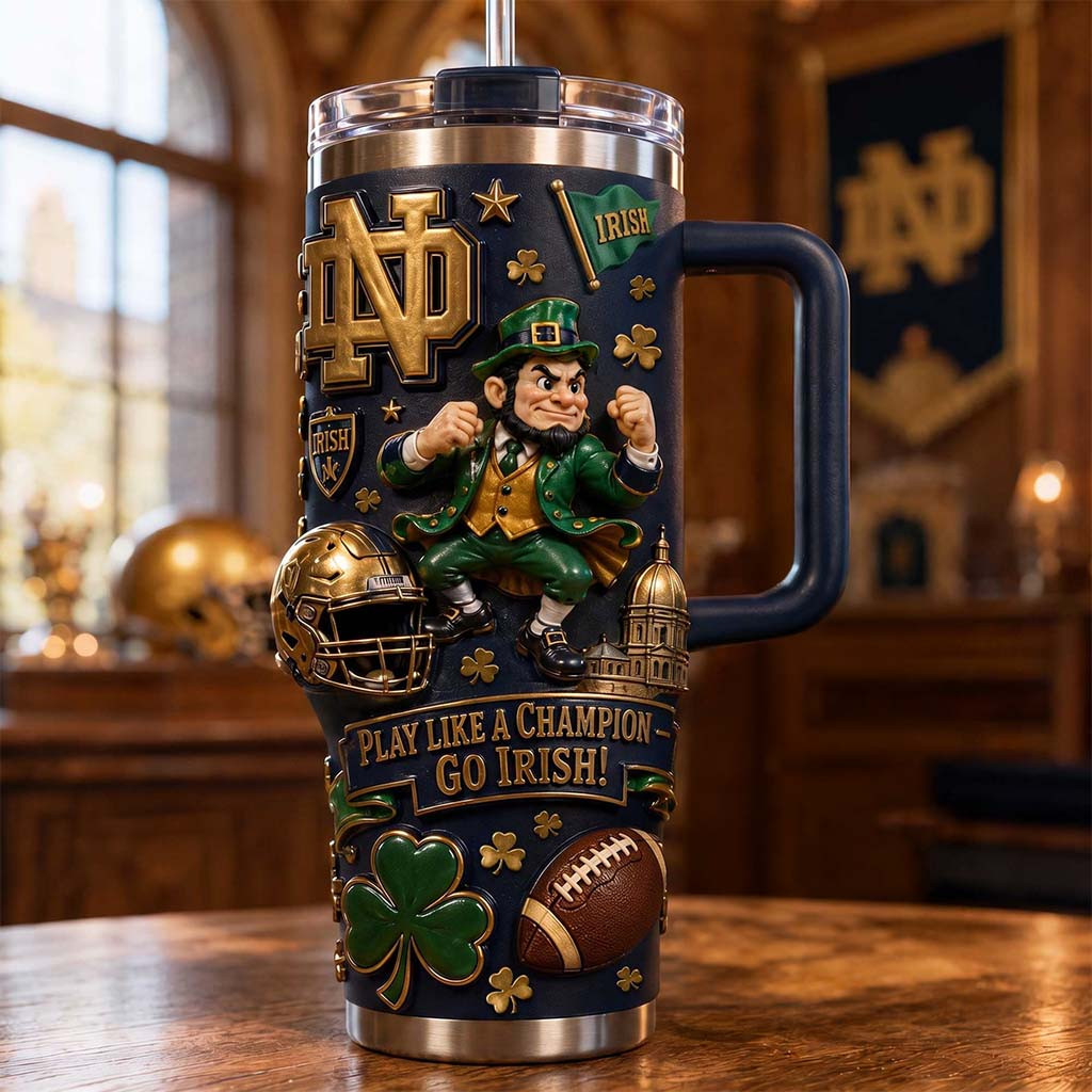 Notre Dame Fighting Irish Merch 2026 Play Like A Champion Go Irish Tumbler Football Lover Gifts - Kdjoy