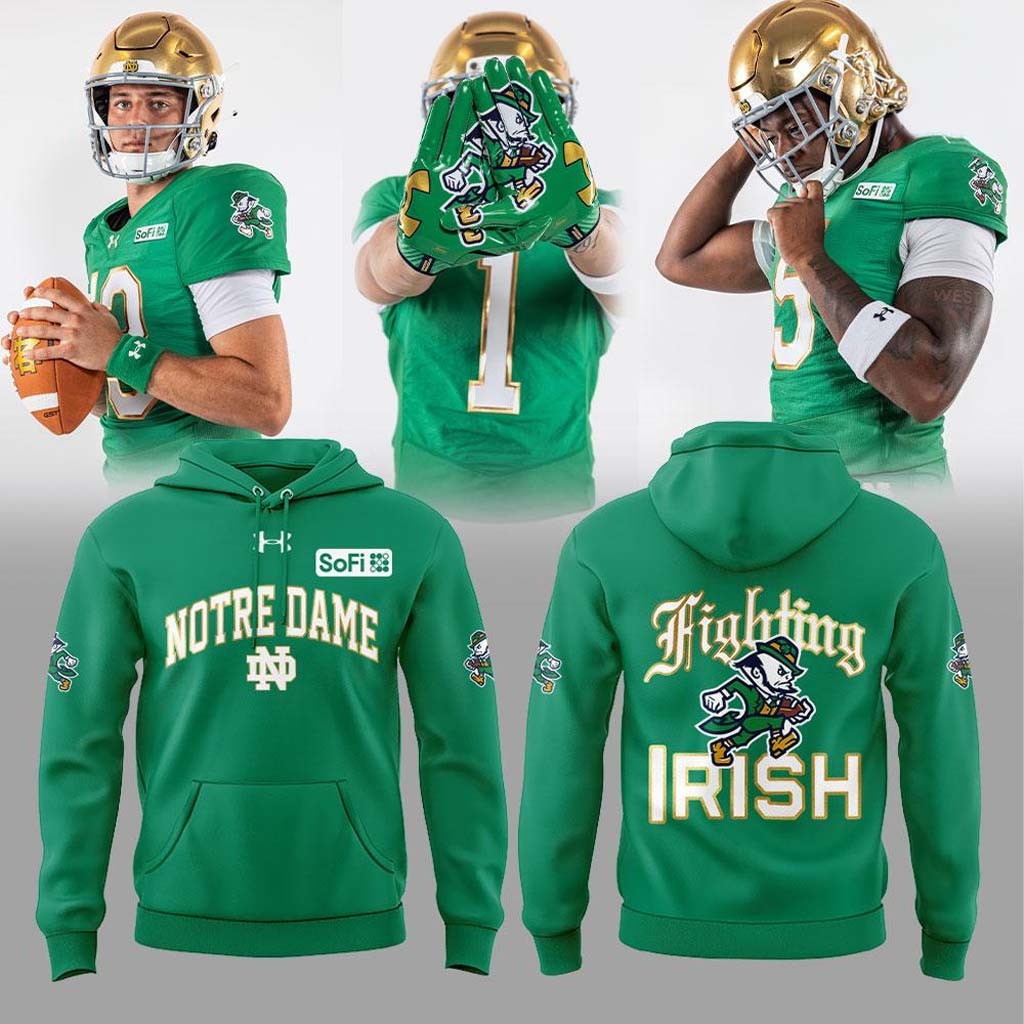 Notre Dame Fighting Irish Wear Green Football Hoodie Notre Dame Football Merch Game Day Gifts - Kdjoy Notre Dame Fighting Irish Wear Green Football Hoodie Notre Dame Football Merch Game Day Gifts - Kdjoy