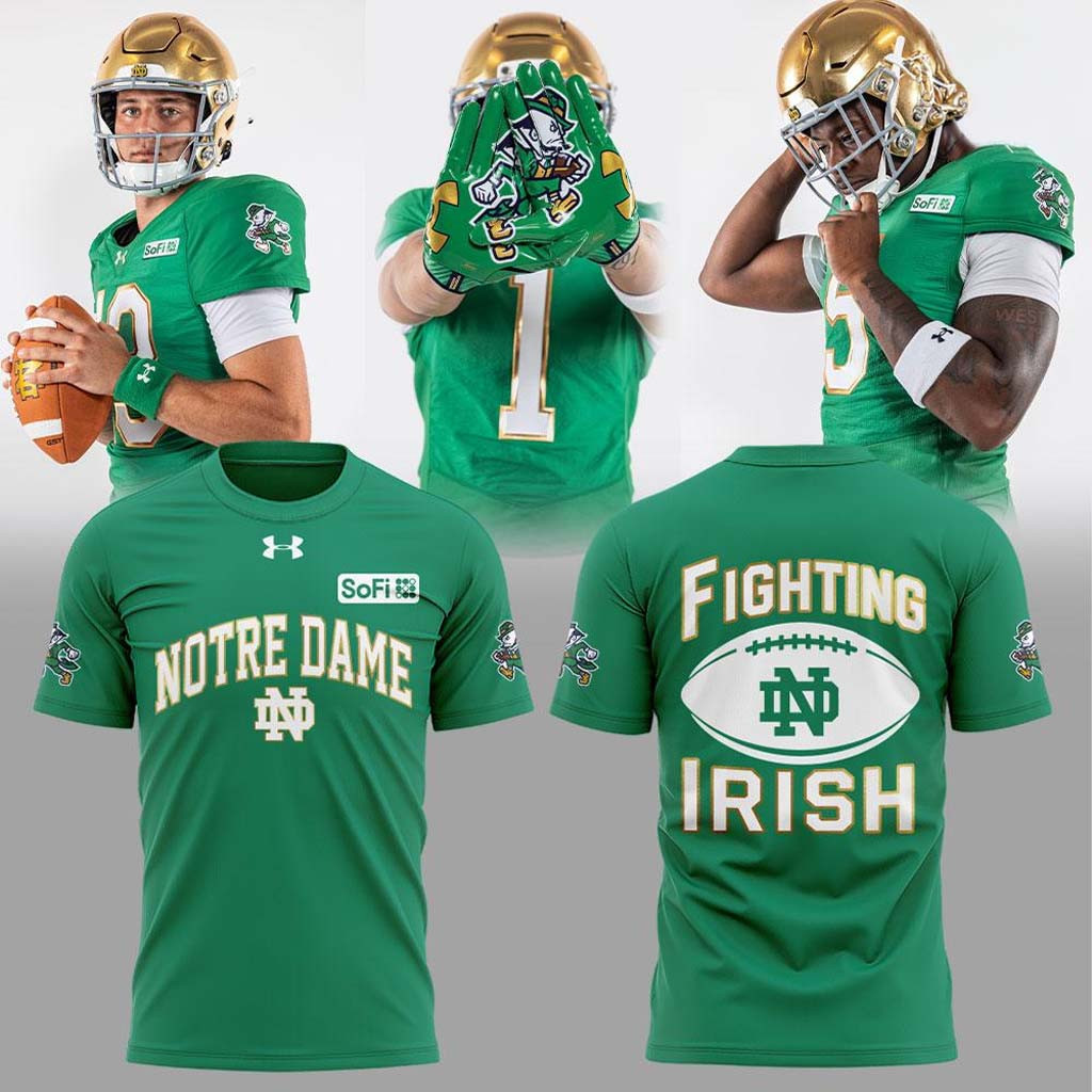 Notre Dame Fighting Irish Wear Green Football T-Shirt Notre Dame Merch Present For Football Fan - Kdjoy Notre Dame Fighting Irish Wear Green Football T-Shirt Notre Dame Merch Present For Football Fan - Kdjoy