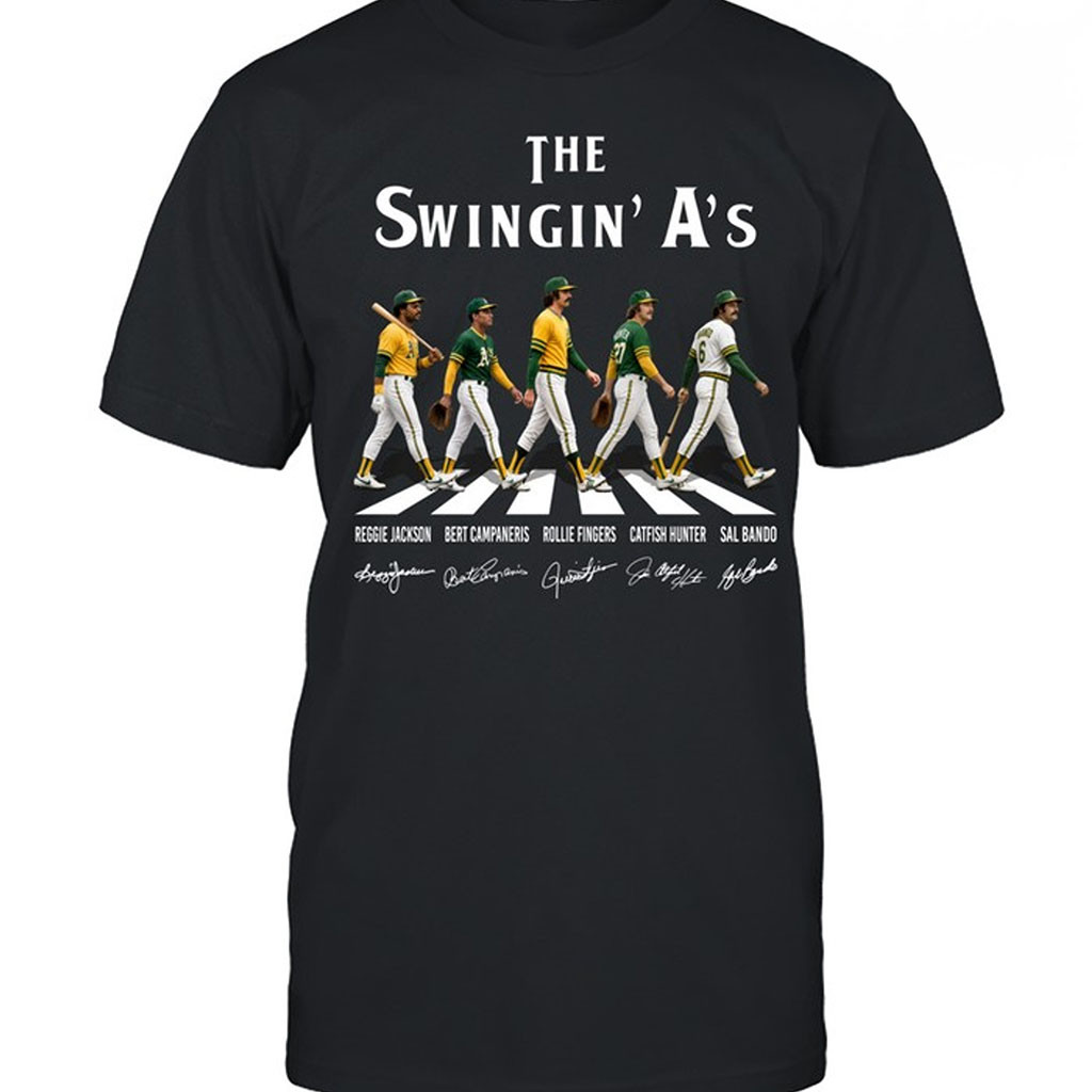 Oakland Athletics Swingin A's Abbey Road T-Shirt Oakland Baseball Legends Merch Fan Gifts - Kdjoy