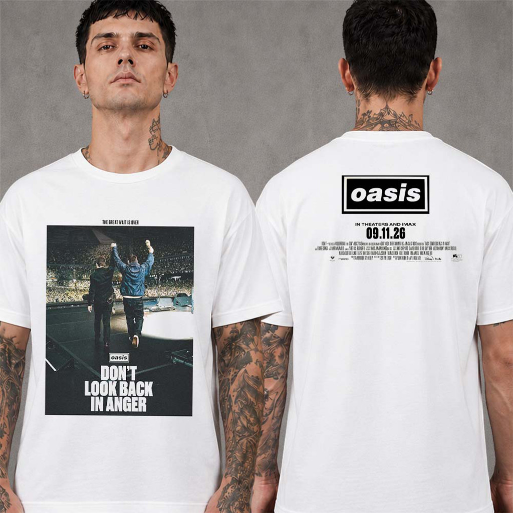 Oasis Merch Don_t Look Back In Anger Documentary Movie In Theaters And Imax Sept 11 2026 T-Shirt - Kdjoy
