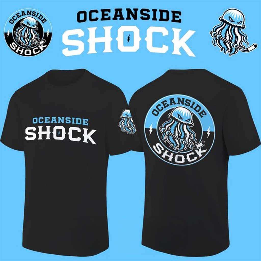 Oceanside Shock 2026 New Black T-Shirt Game Day Outfits Oceanside Shock Merch Hockey Fan Gifts - Kdjoy Oceanside Shock 2026 New Black T-Shirt Game Day Outfits Oceanside Shock Merch Hockey Fan Gifts - Kdjoy