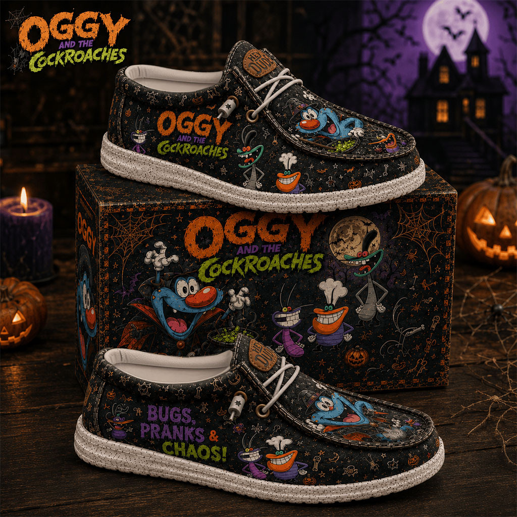 Oggy And The Cockroaches Halloween Shoes Bugs Pranks And Chaos Loafers Best Halloween Gifts - Kdjoy
