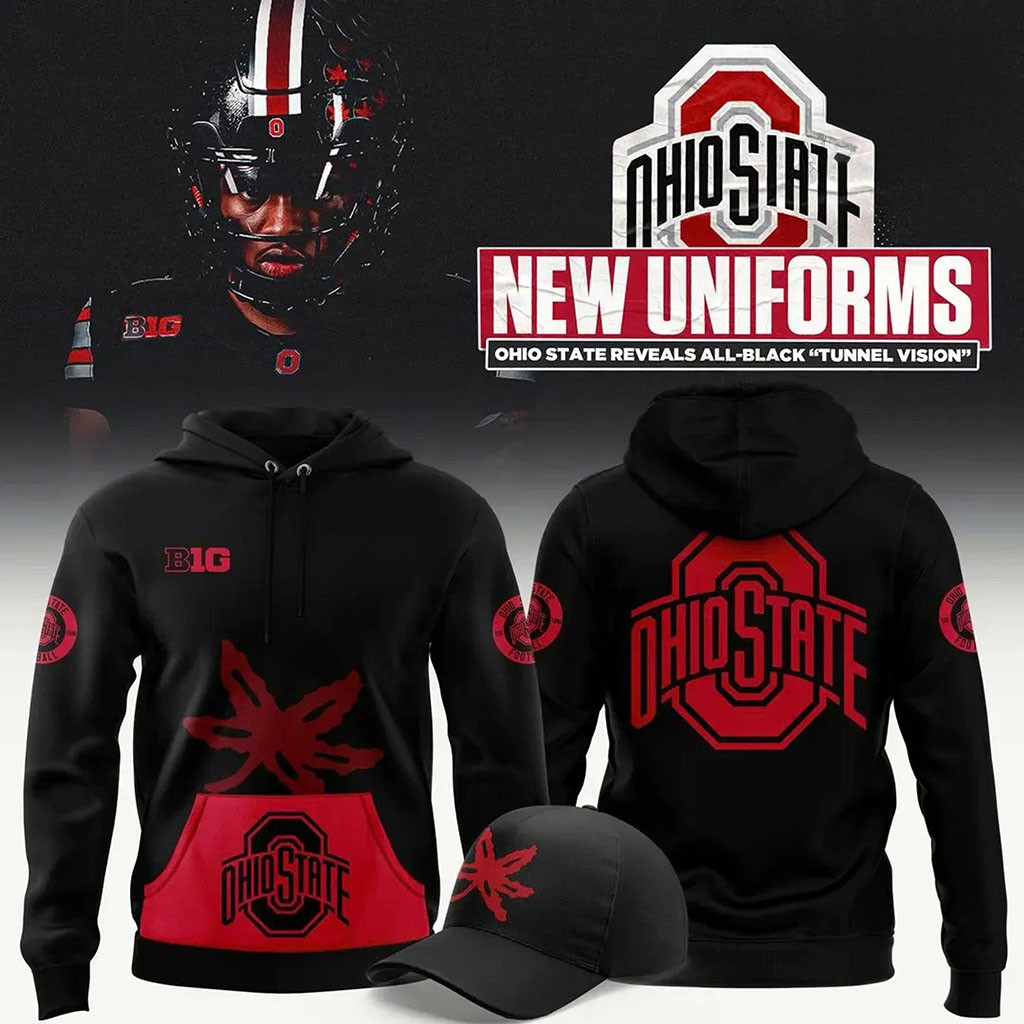 Ohio State Buckeyes All Black Tunnel Vision Hoodie 2026 Buckeyes Merch Gift For Football Lovers - Kdjoy