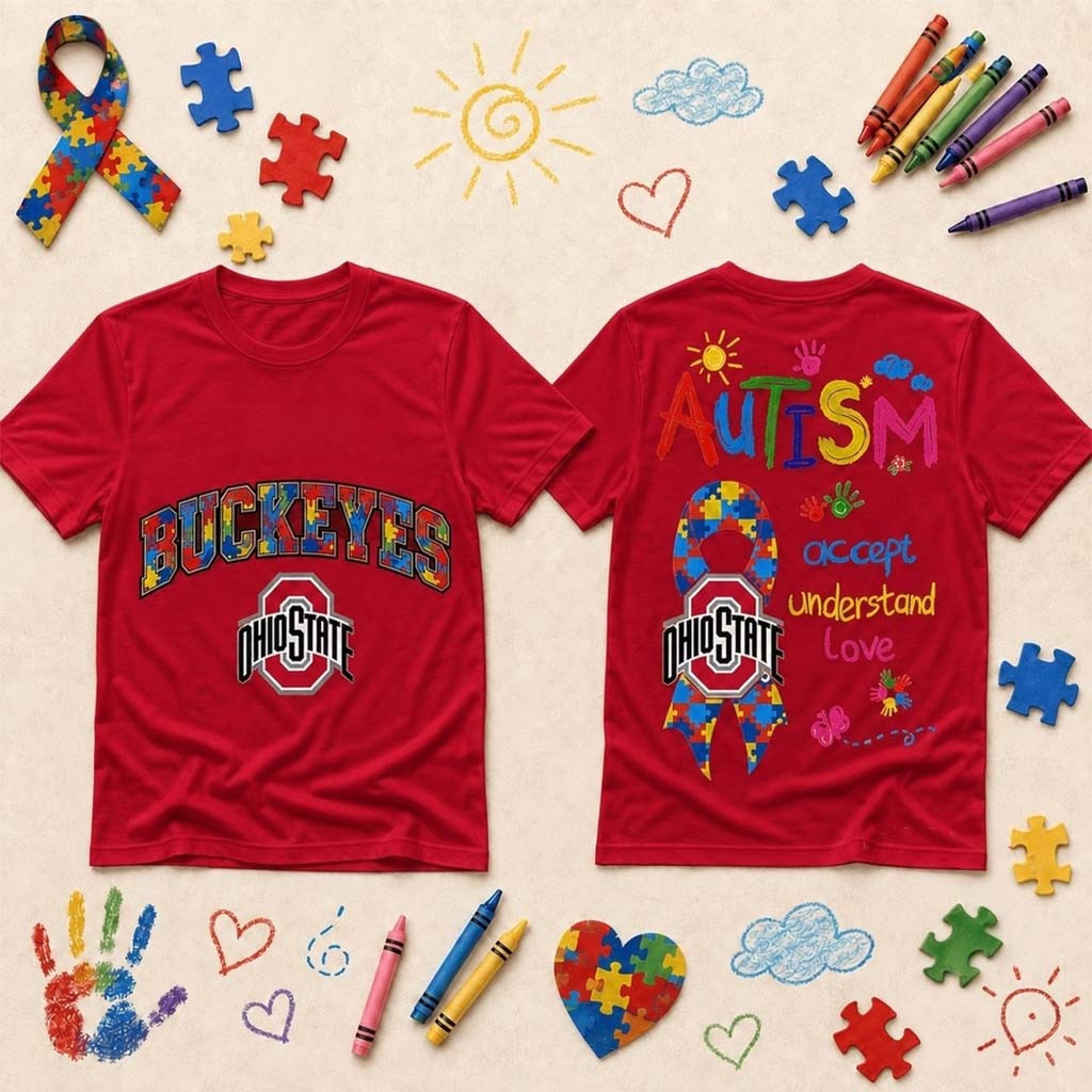 Ohio State Buckeyes Autism Awareness Puzzle Ribbon Shirt Buckeyes Merch Gift For Autism Ohio State Buckeyes Autism Awareness Puzzle Ribbon Shirt Buckeyes Merch Gift For Autism