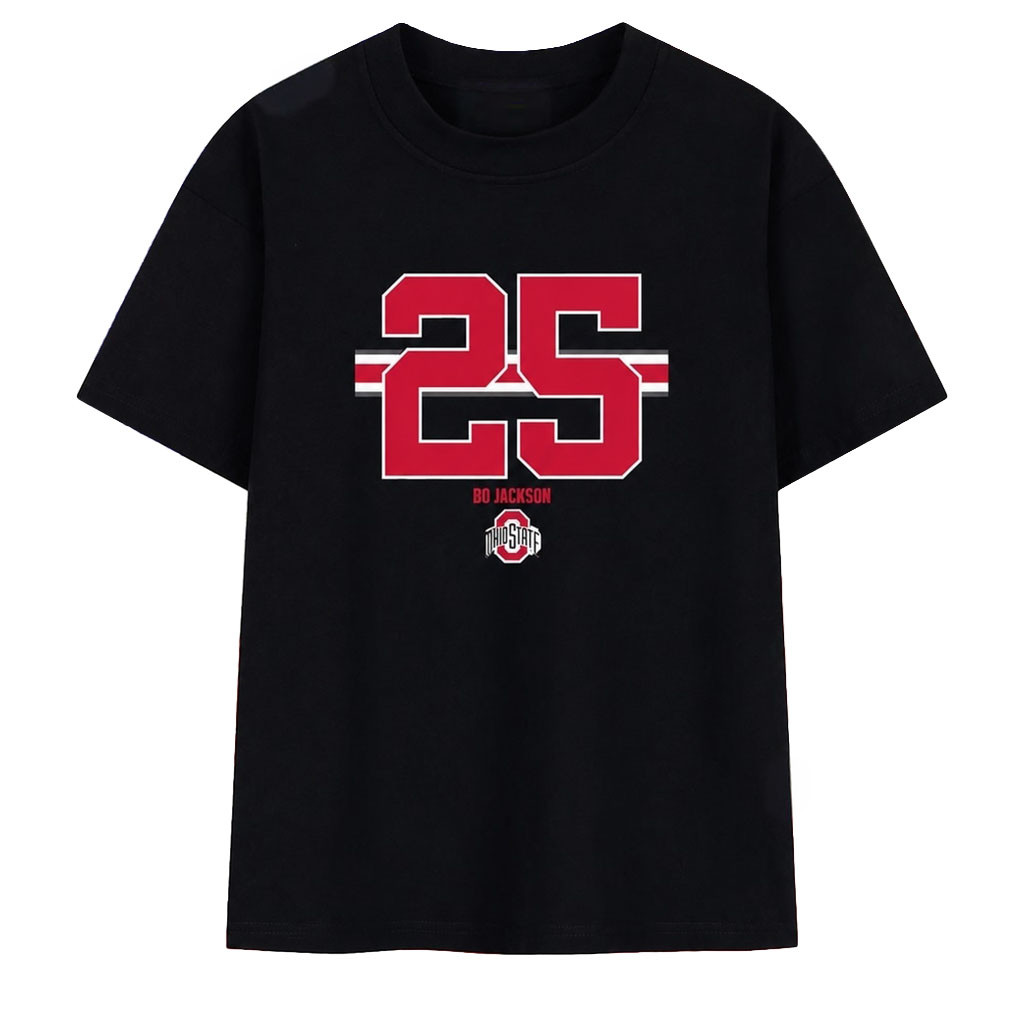 Ohio State Buckeyes Bo Jackson 25 T-Shirt Black Buckeyes Merch Gift For Sports Lovers - Kdjoy