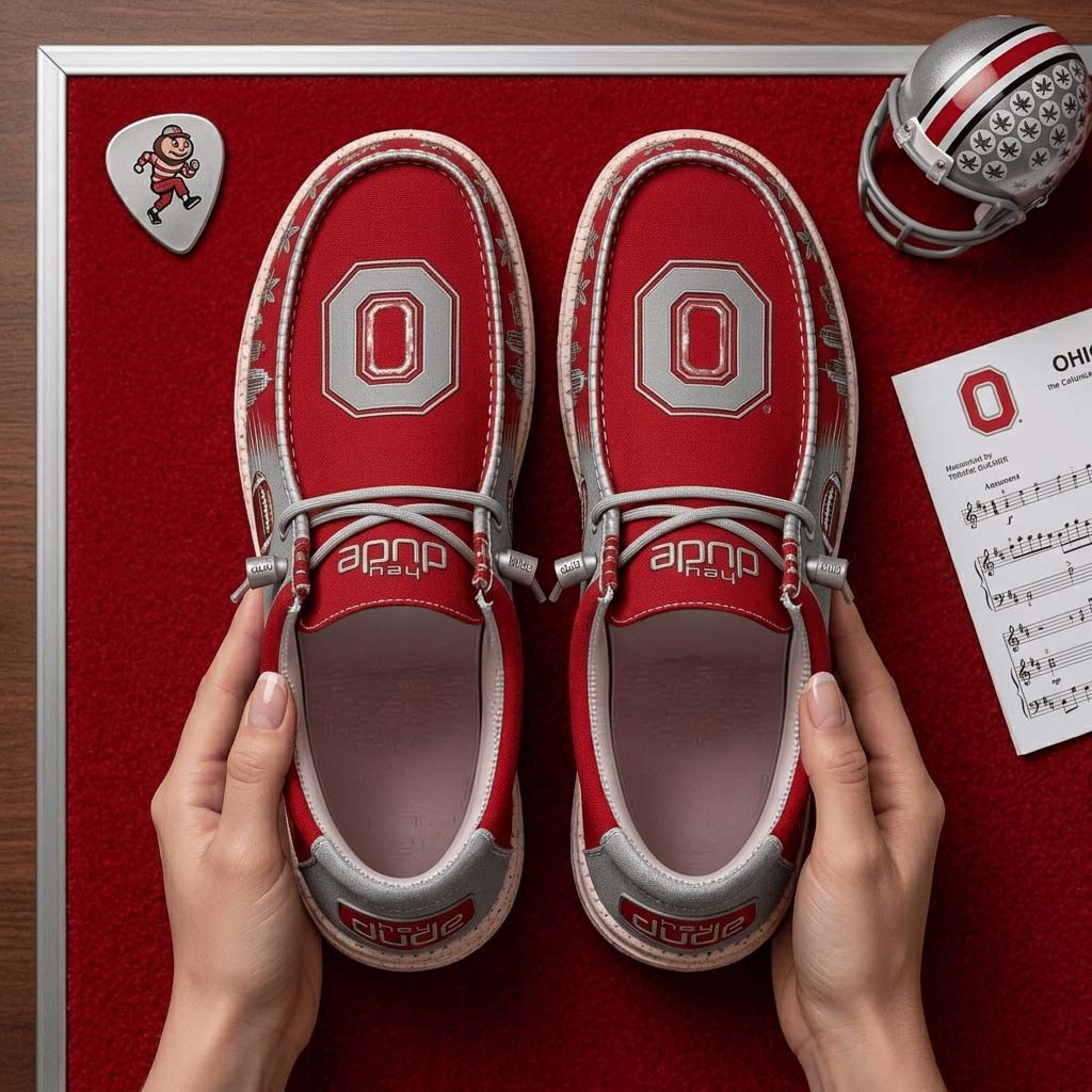 Ohio State Buckeyes City Skyline Shoes Buckeyes Merch Cool Gift For Football Lovers - Kdjoy