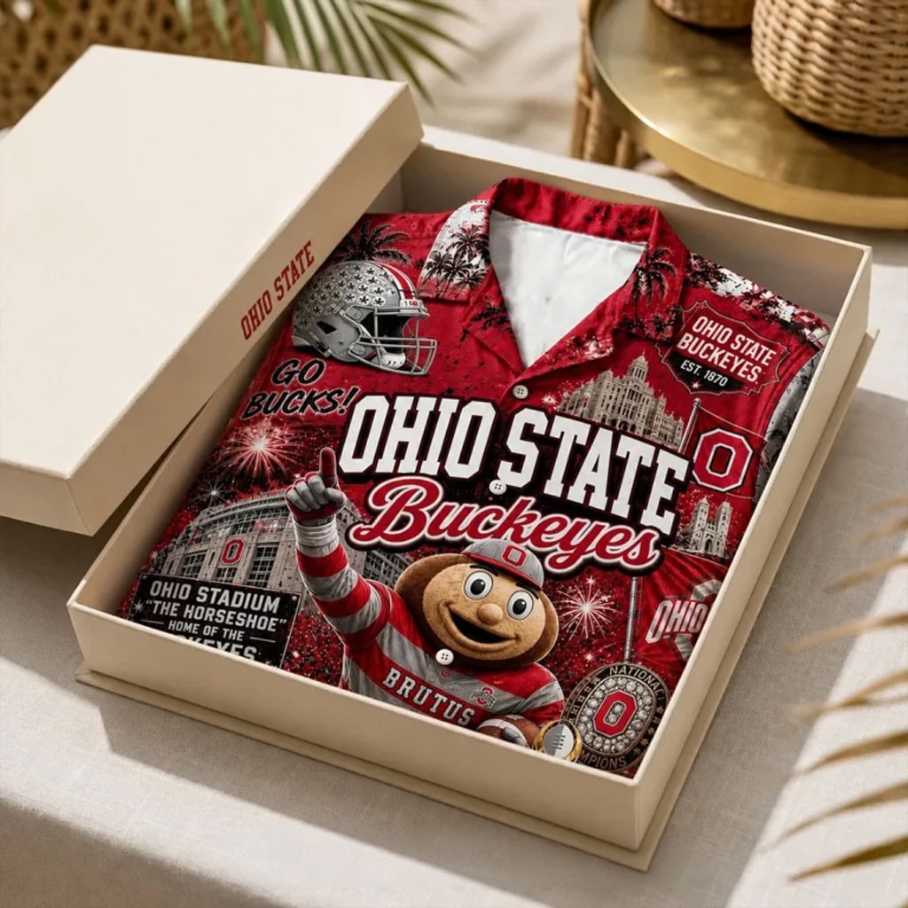 Ohio State Buckeyes Mascot Brutus Hawaiian Shirt Buckeyes Merch Football Fan Gift Ideas - Kdjoy