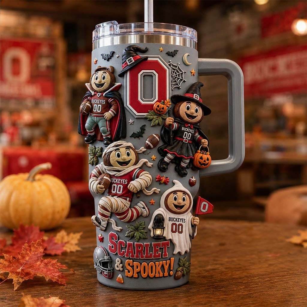 Ohio State Buckeyes Merch 2026 Scarlet And Spooky Tumbler Halloween Gift For Football Lovers - Kdjoy Ohio State Buckeyes Merch 2026 Scarlet And Spooky Tumbler Halloween Gift For Football Lovers - Kdjoy