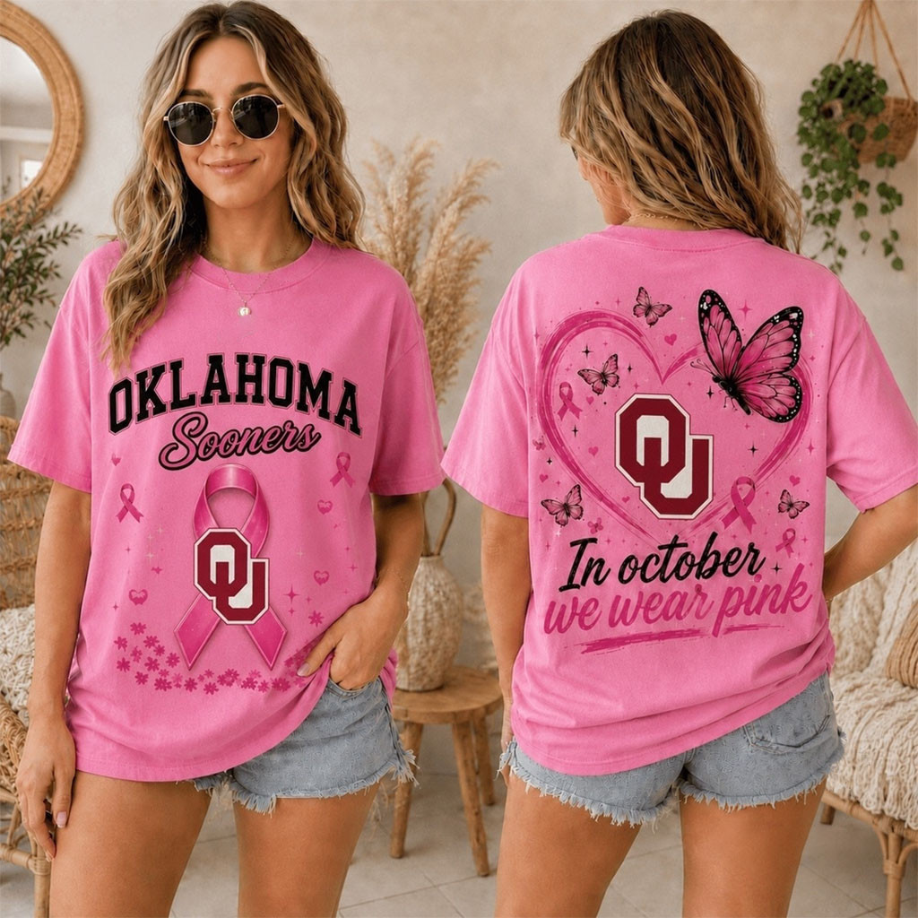 Oklahoma Sooners 2026 Pink October Breast Cancer Awareness Pride T-Shirt Sooners Merch - Kdjoy
