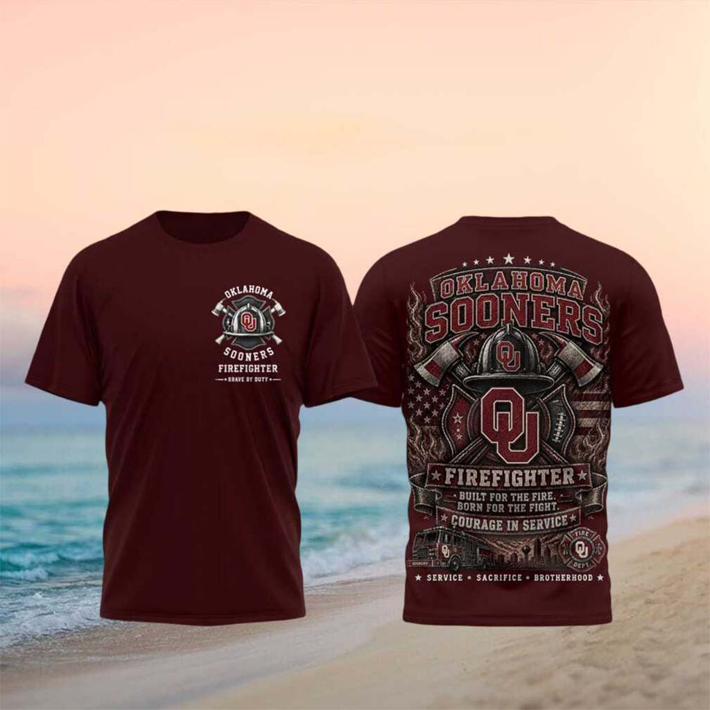 Oklahoma Sooners Firefighter Helmet Brave By Duty T-Shirt Sooners Merch Fire Dept Gifts