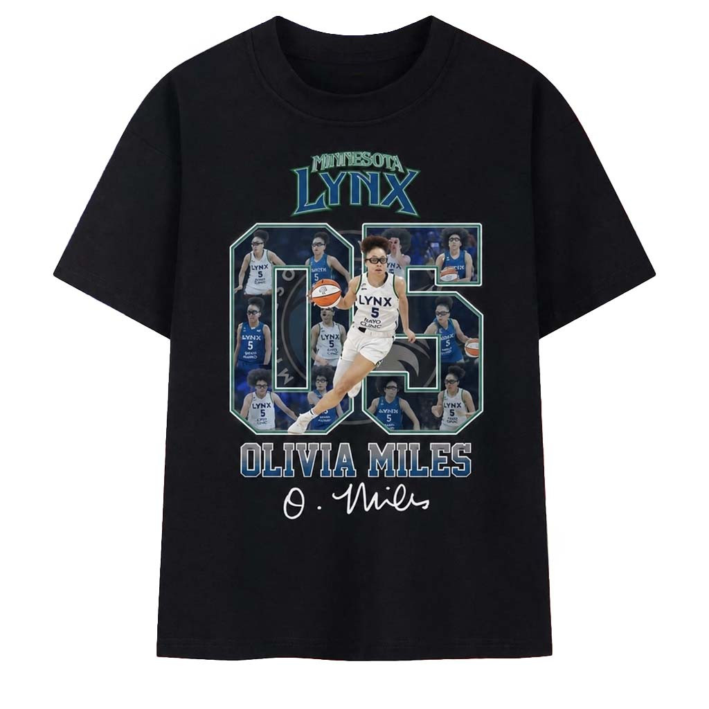 Olivia Miles #5 Minnesota Lynx Signature Collage T-Shirt Minnesota Lynx Merch Her Gifts - Kdjoy Olivia Miles #5 Minnesota Lynx Signature Collage T-Shirt Minnesota Lynx Merch Her Gifts - Kdjoy