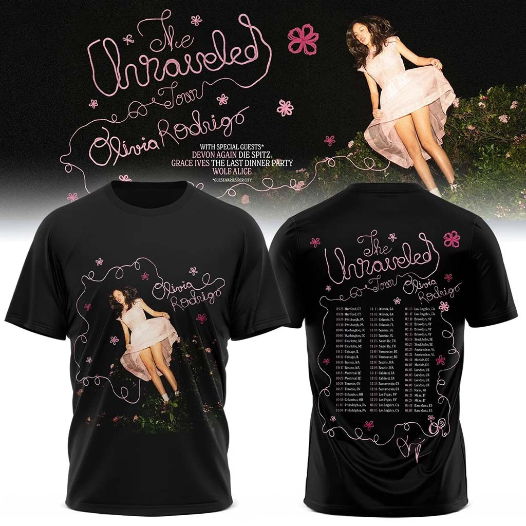 Olivia Rodrigo Merch The Unraveled Tour Signed T-Shirt Gifts For Best Friends - Kdjoy
