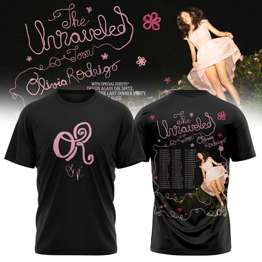 Olivia Rodrigo Merch The Unraveled Tour Signed T-Shirt Gifts For Girlfriend - Kdjoy Olivia Rodrigo Merch The Unraveled Tour Signed T-Shirt Gifts For Girlfriend - Kdjoy