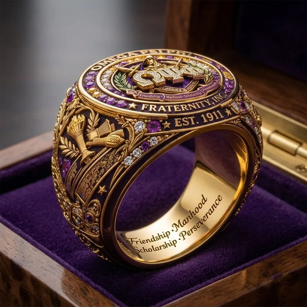 Omega Psi Phi 1911 EST Fraternity Ring Friendship Manhood Scholarship Perseverance Ring Gifts - Kdjoy