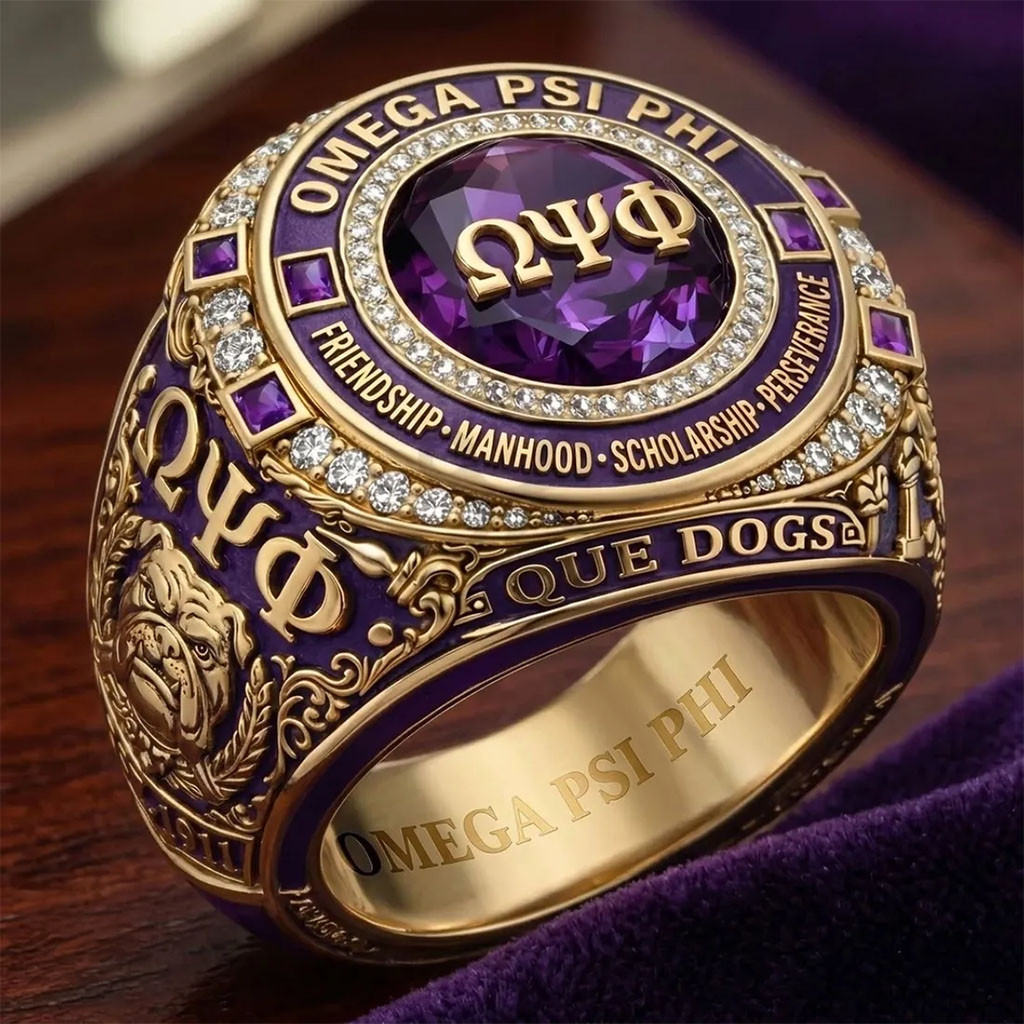 Omega Psi Phi Fraternity Bulldog Ring Que Dogs Mascot Ring Gifts Ideas For Brother - Kdjoy