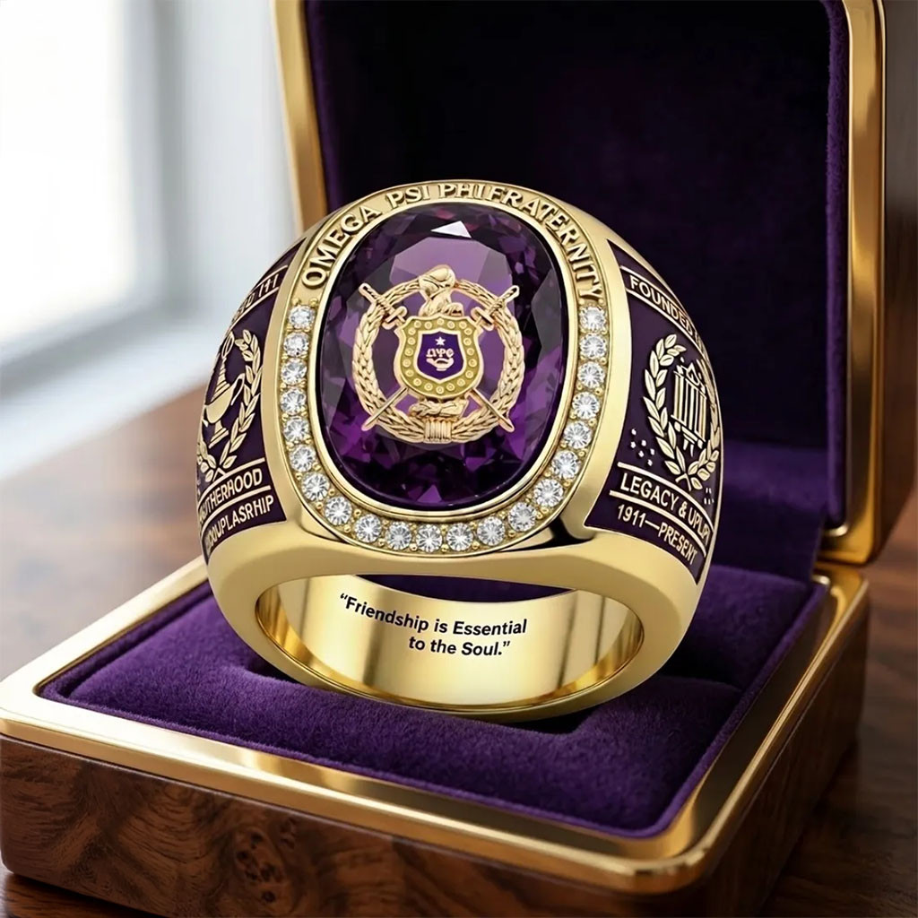 Omega Psi Phi Fraternity Ring Friendship Is Essential To The Soul Ring Best Gift For Dad - Kdjoy Omega Psi Phi Fraternity Ring Friendship Is Essential To The Soul Ring Best Gift For Dad - Kdjoy