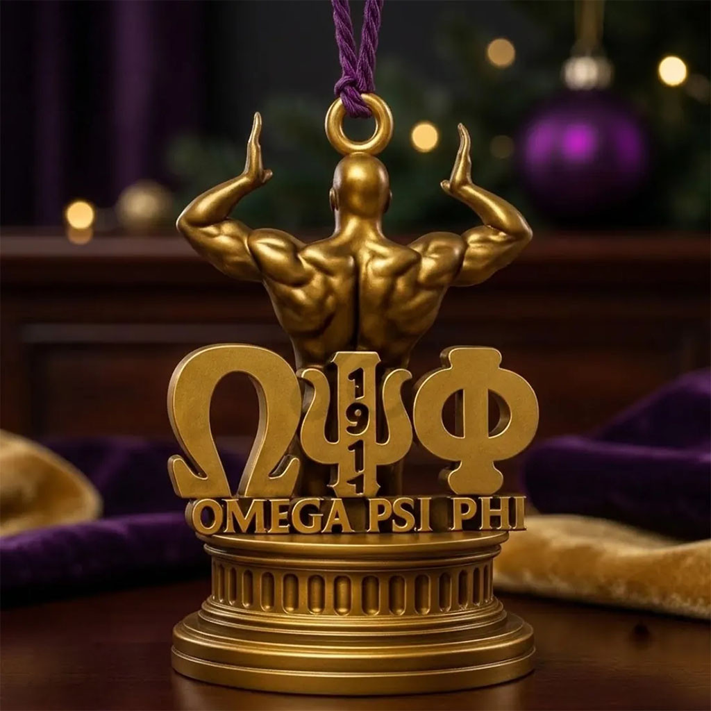 Omega Psi Phi Gold Christmas Ornament 2026 OPP Fraternity Merch Xmas Gifts For Brothers - Kdjoy