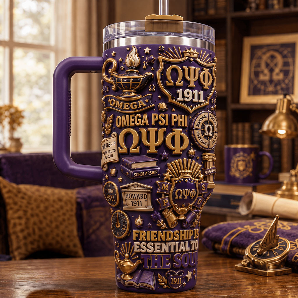 Omega PSI Phi Merch Friendship Is Essential To The Soul Tumbler Best Gifts For Him