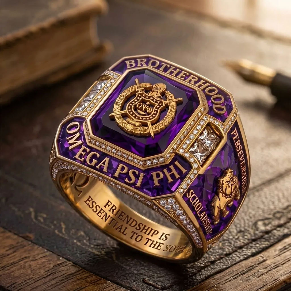 Omega Psi Phi Purple Gold Ring Friendship Is Essential To The Soul Ring OPP Fraternity Merch - Kdjoy Omega Psi Phi Purple Gold Ring Friendship Is Essential To The Soul Ring OPP Fraternity Merch - Kdjoy