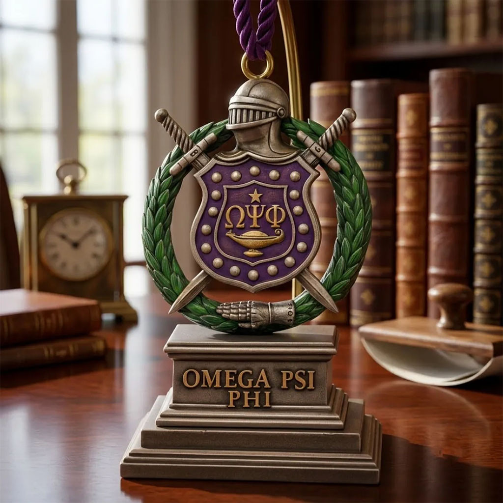 Omega Psi Phi Shield 2026 Christmas Ornament OPP Fraternity Merch Xmas Decor Gift For Dad - Kdjoy