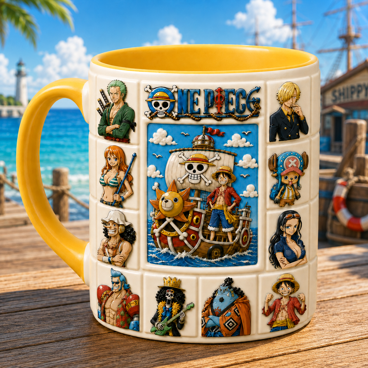 One Piece Anime Pirate Crew Mug Straw Hat Pirates Crew Coffee Mug Gifts For Anime Lovers - Kdjoy