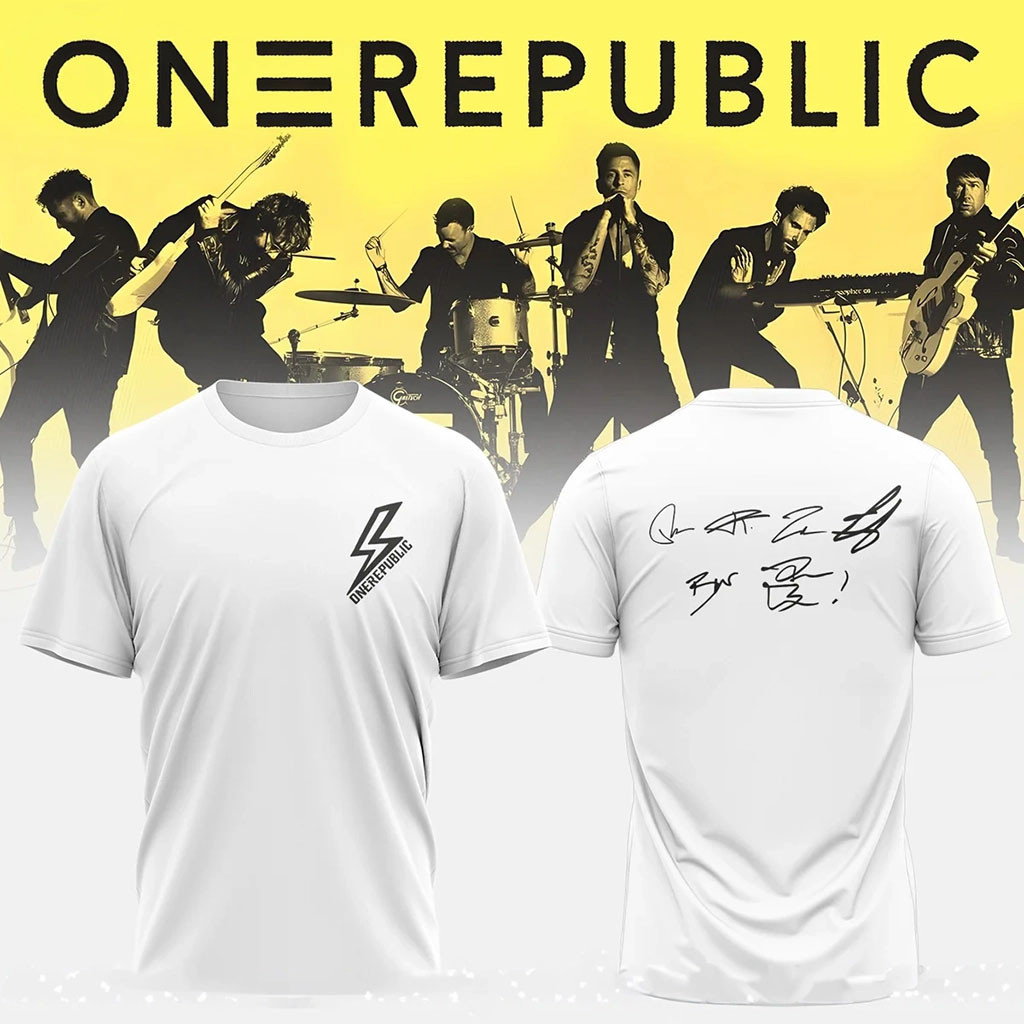 OneRepublic Merch 2026 Lightning Bolt T-Shirt Signed Shirt Gift For Band Fans - Kdjoy