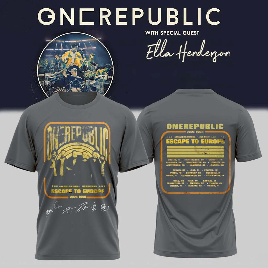 OneRepublic Merch Escape To Europe 2025 Tour T-Shirt Gift Ideas For Music Lovers - Kdjoy