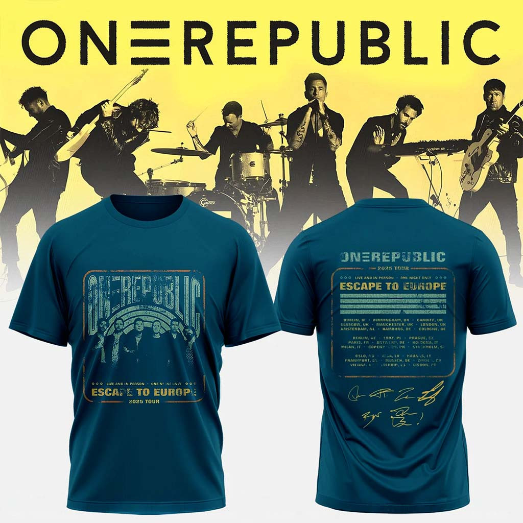 OneRepublic Merch Escape To Europe 2025 Tour T-Shirt Signed Shirt Gift For Music Lovers - Kdjoy