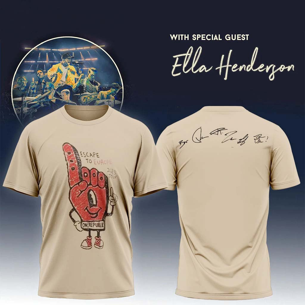 OneRepublic Merch Escape To Europe Tour T-Shirt Signed Music Gift Ideas For Guys - Kdjoy