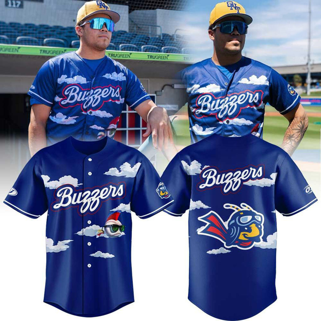 Ontario Tower Buzzers Bee Mascot Sky Cloud Graphic Baseball Jersey OT Buzzers Merch Fan Gifts - Kdjoy