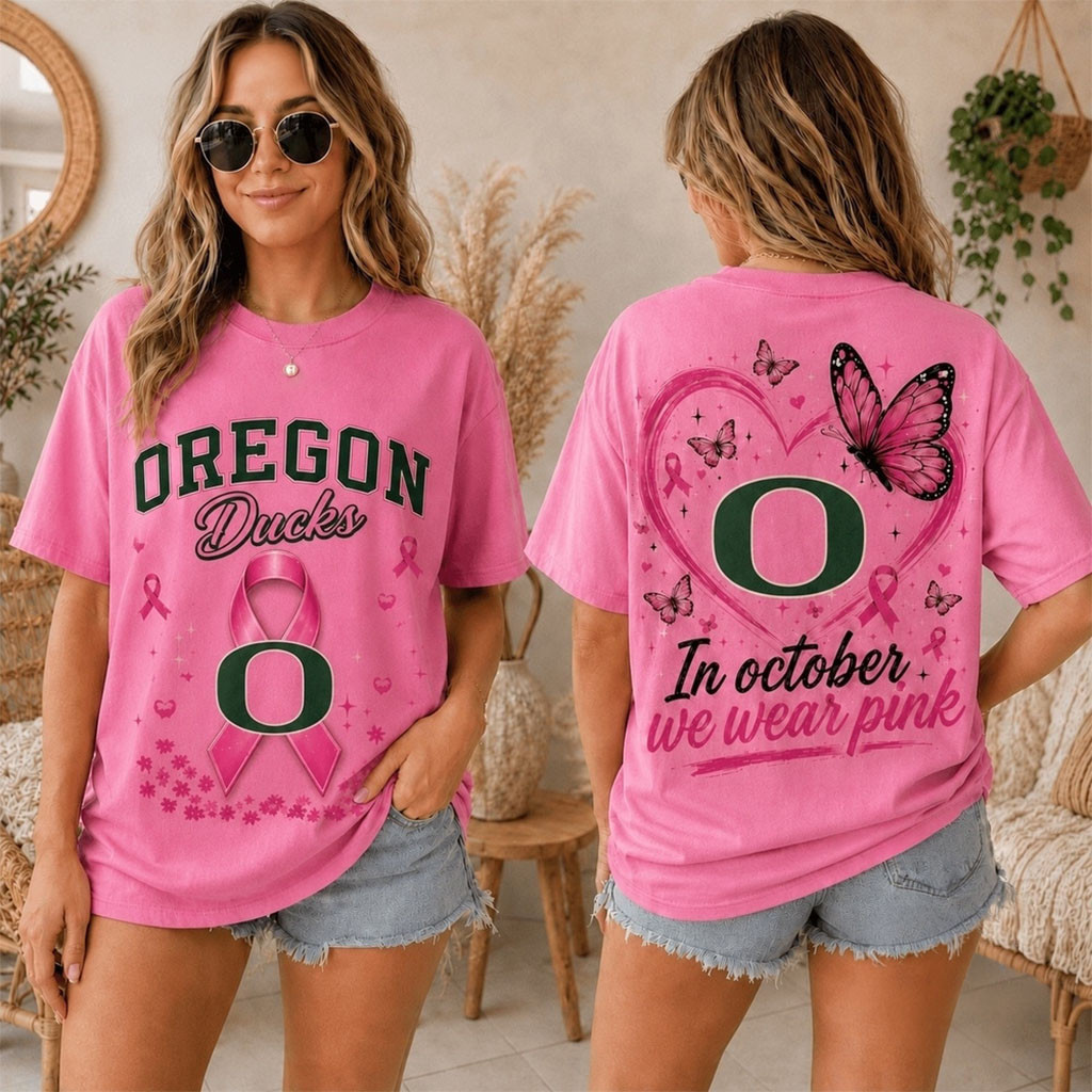 Oregon Ducks 2026 Pink October Breast Cancer Awareness Pride T-Shirt Ducks Merch Fan Gear - Kdjoy