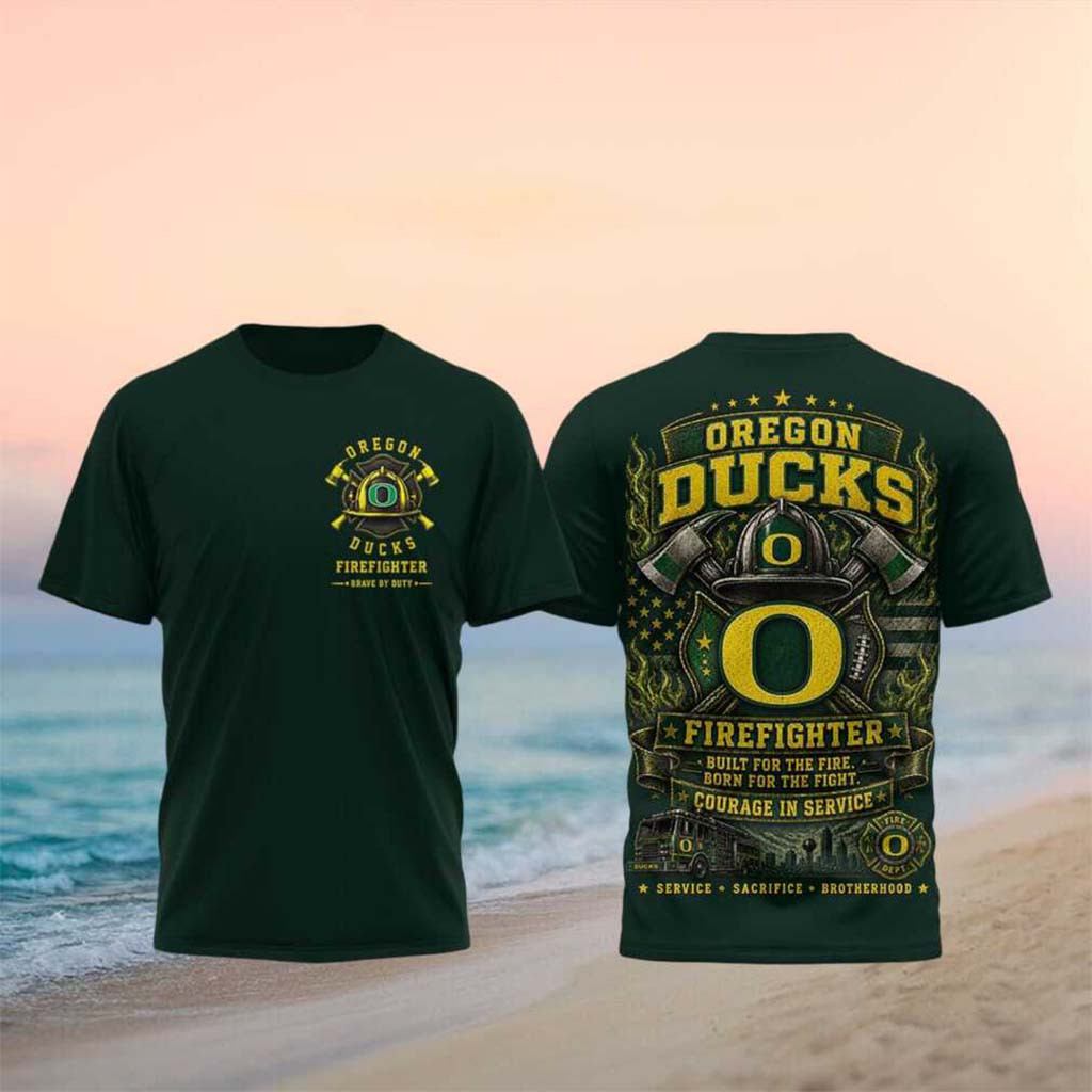 Oregon Ducks Firefighter Helmet Courage In Service T-Shirt Oregon Ducks Merch Game Day Gifts
