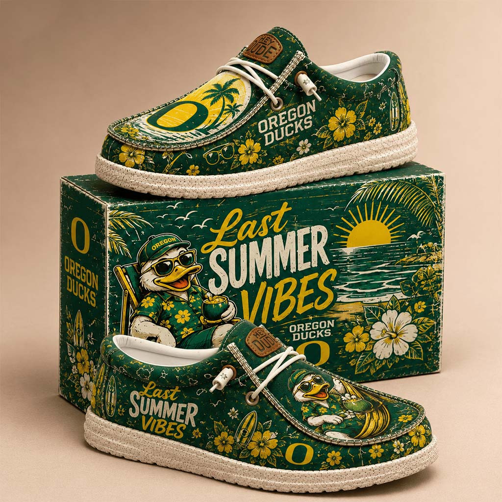 Oregon Ducks Last Summer Vibes 2026 Shoes Tropical Themed Oregon Ducks Merch Fan Gifts - Kdjoy