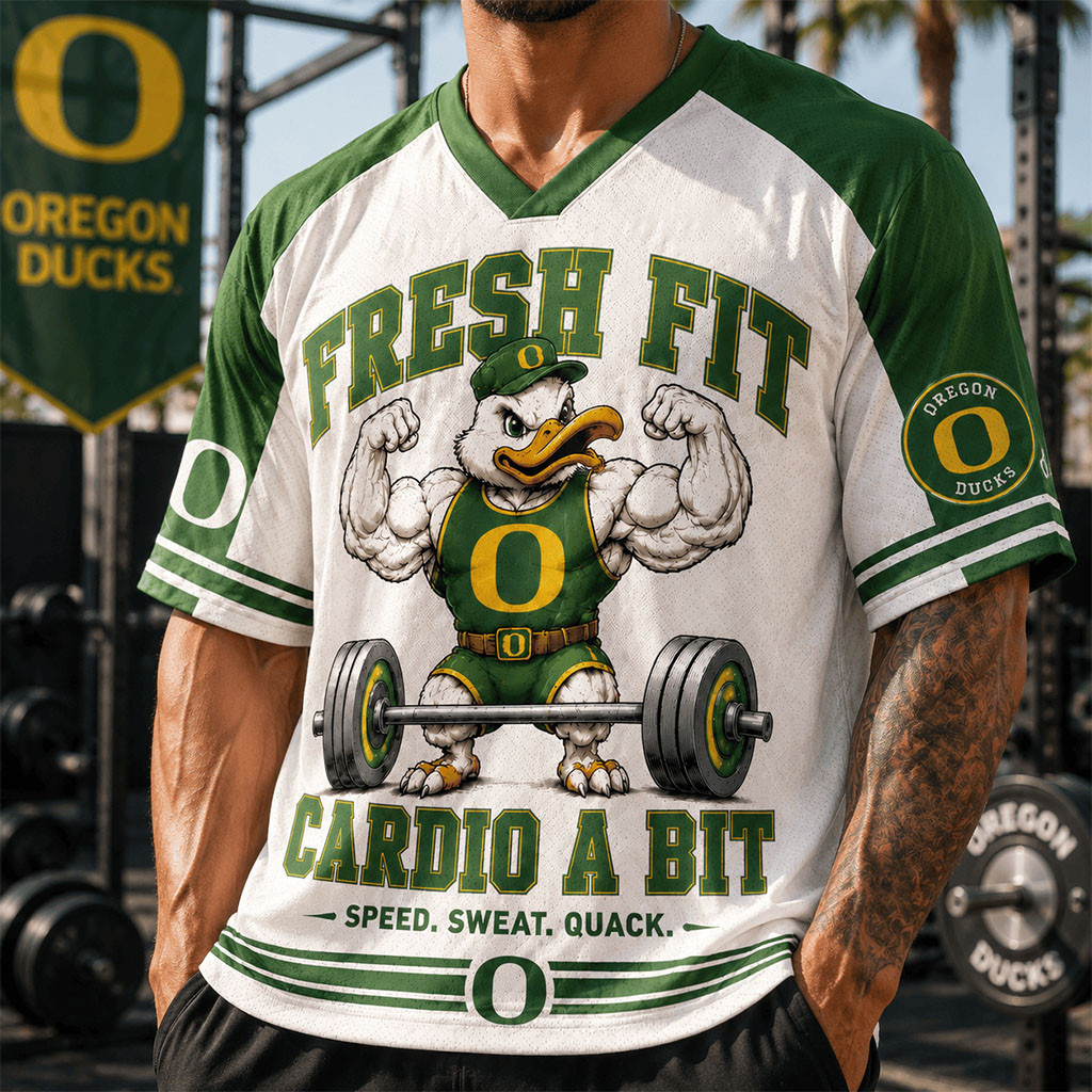Oregon Ducks Merch 2026 Fresh Fit Cardio A Bit V-Neck Jersey Speed Sweat Quack Shirt Fan Gear - Kdjoy