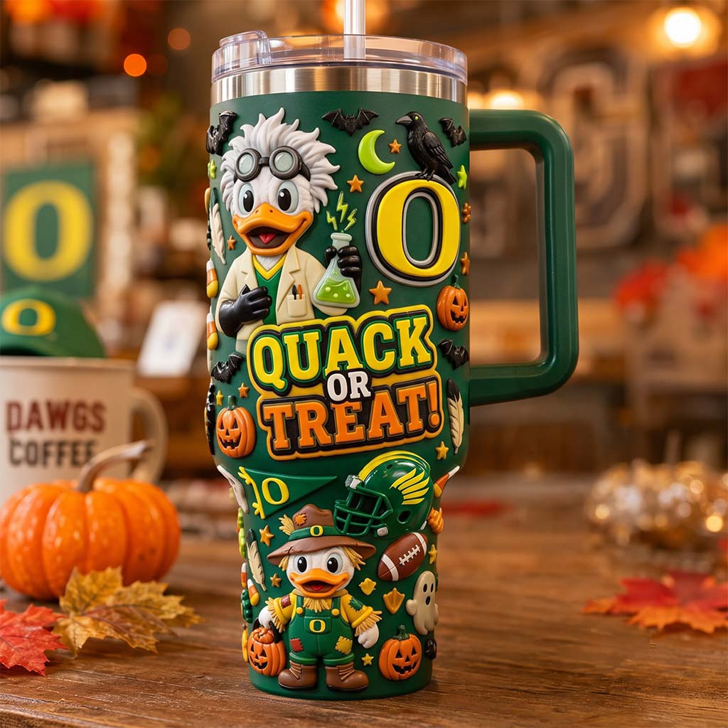 Oregon Ducks Merch 2026 Quack Or Treat Halloween Tumbler Gift For Football Lovers - Kdjoy Oregon Ducks Merch 2026 Quack Or Treat Halloween Tumbler Gift For Football Lovers - Kdjoy