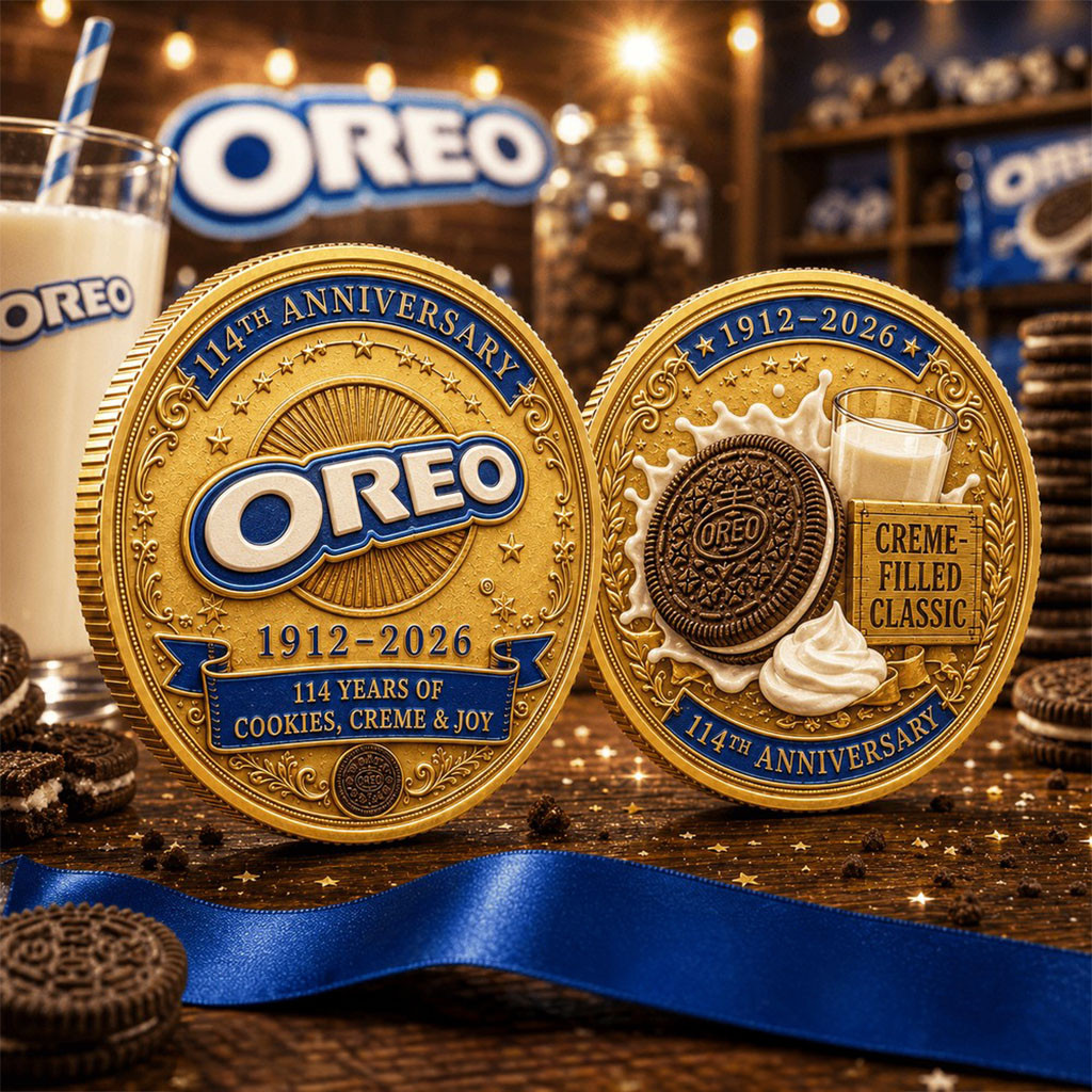 Oreo 114th Anniversary Commemorative Coin Creme Filled Classic Coin Oreo Merch Best Gifts - Kdjoy