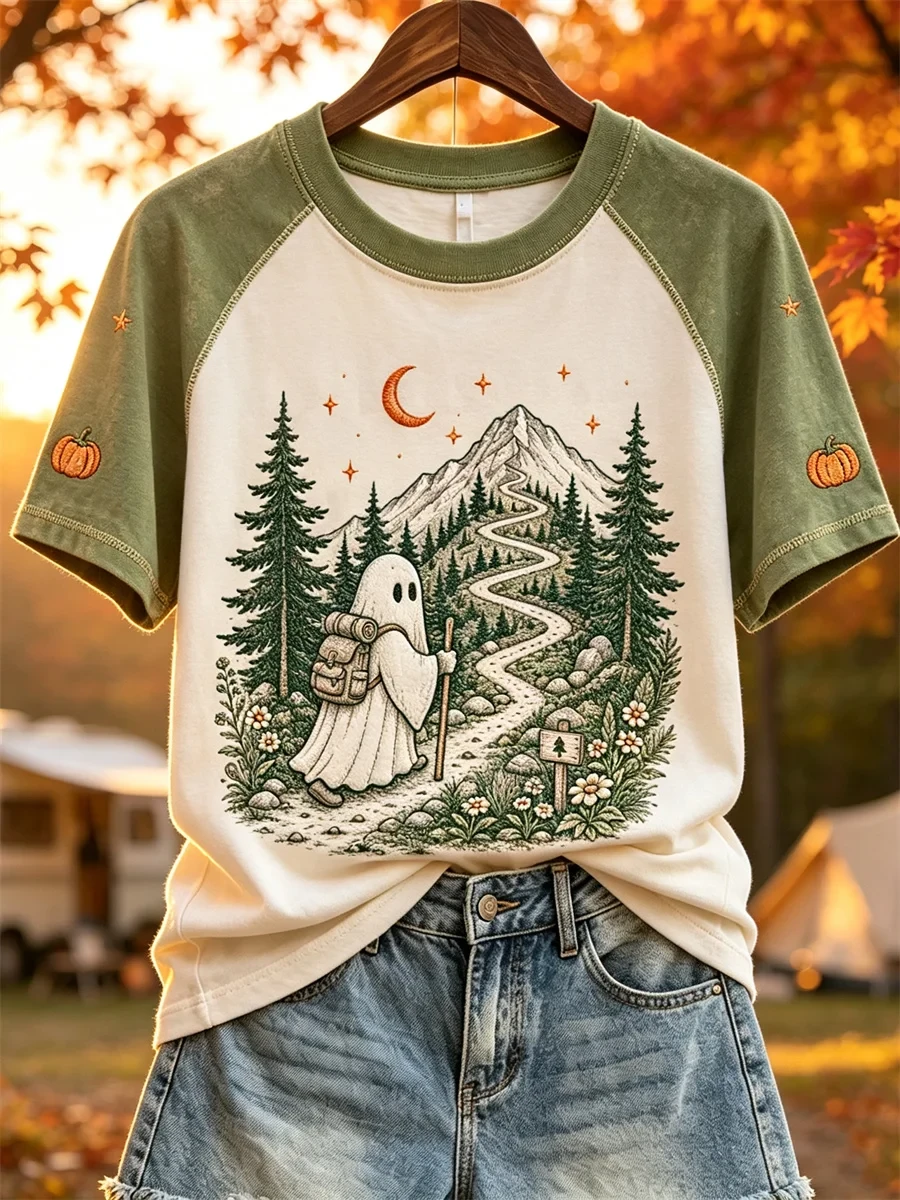 Outdoor Adventures Ghosts Fall Camping T-Shirt Cute Halloween Shirt Gift For Hiking Lovers - Kdjoy