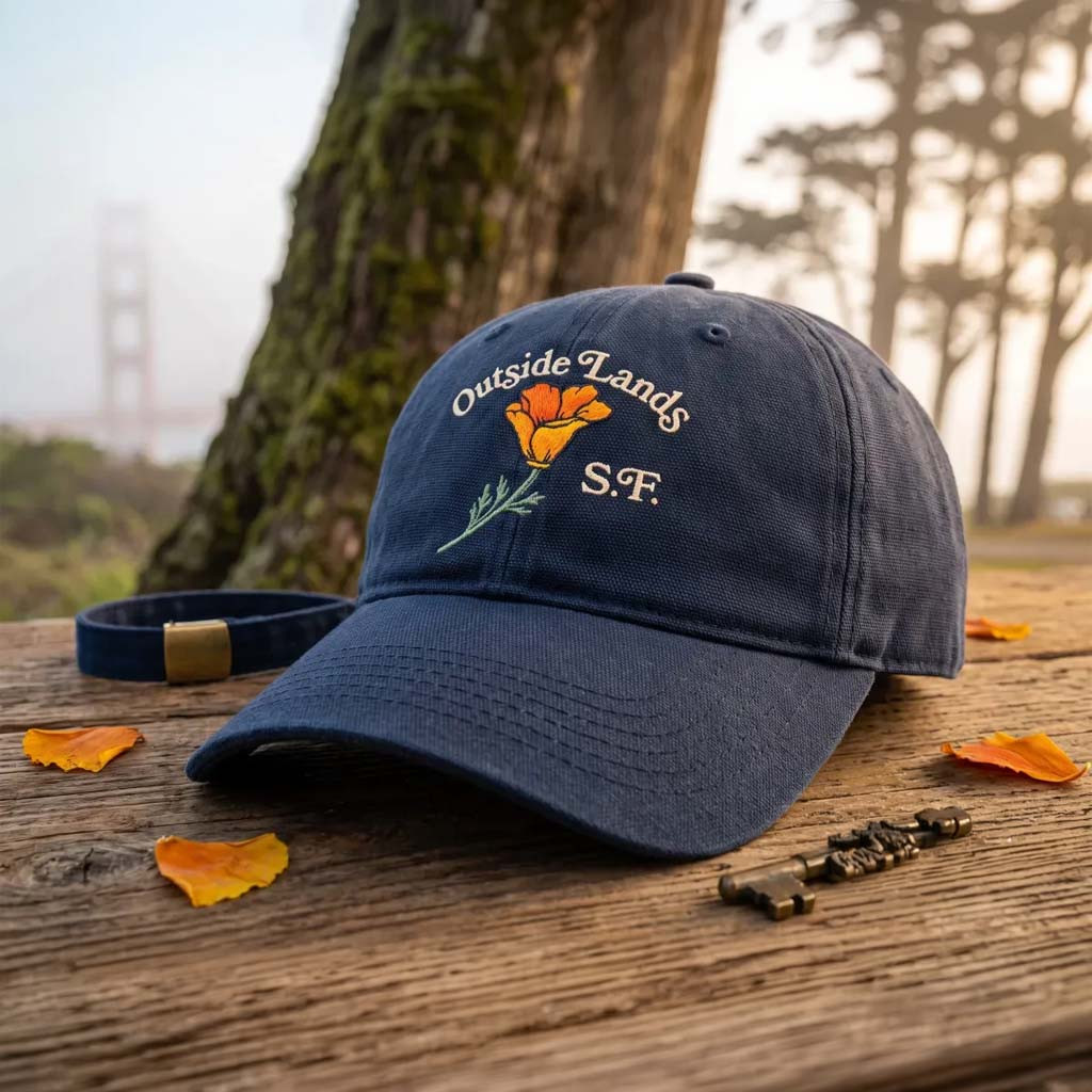 Outside Lands 2026 Merch SF California Poppy Embroidered Hat Gifts For Music Lovers - Kdjoy