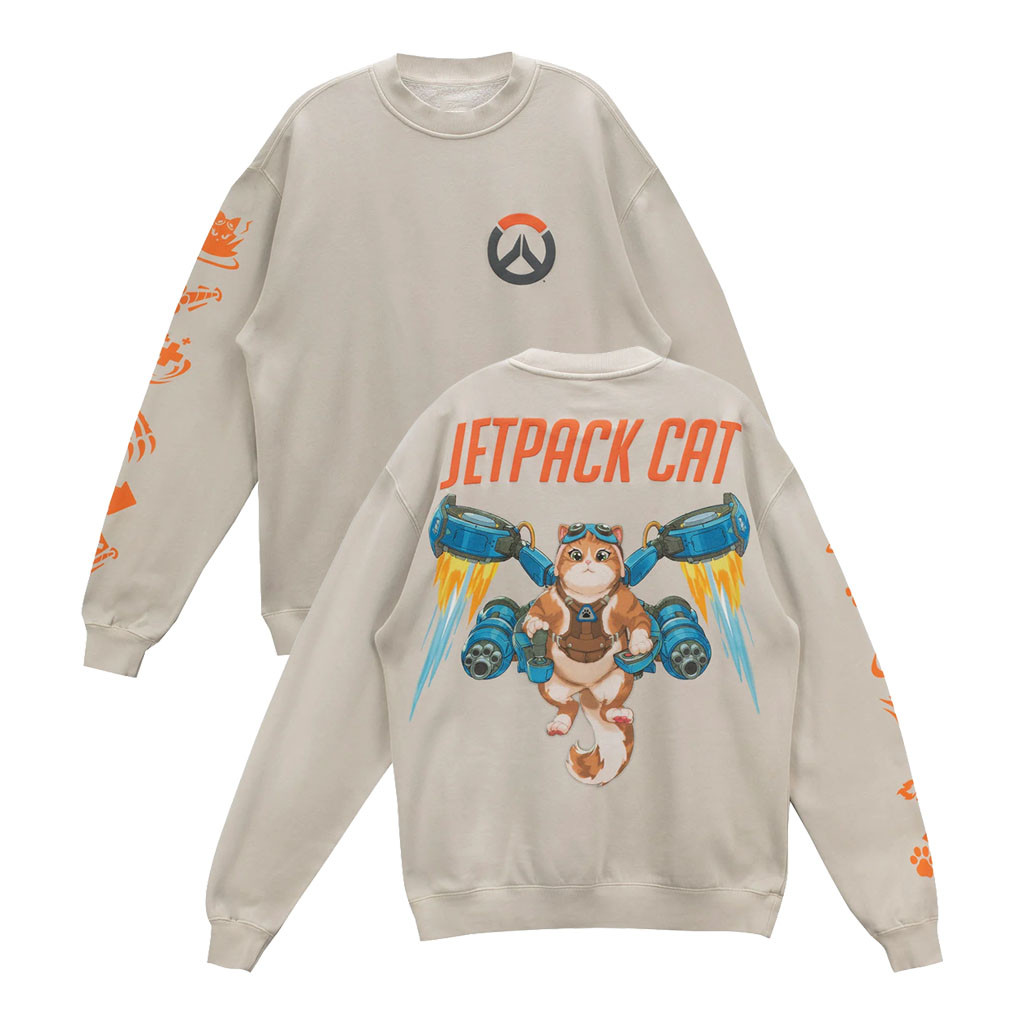 Overwatch Merch 2026 Jetpack Cat Crewneck Sweatshirt Cute Gift For Video Game Lovers - Kdjoy
