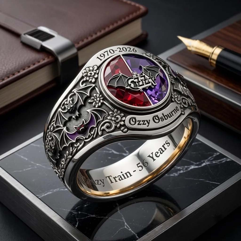 Ozzy Osbourne Crazy Train 56 Years 1970 2026 Ring Ozzy Osbourne Merch Gift For Music Fans - Kdjoy Ozzy Osbourne Crazy Train 56 Years 1970 2026 Ring Ozzy Osbourne Merch Gift For Music Fans - Kdjoy