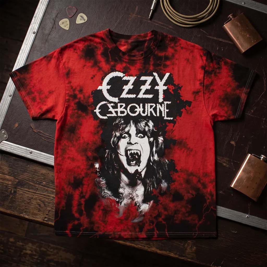 Ozzy Osbourne Merch Halloween Horror Nights 2026 Ozzy Osbourne Red Tie-Dye T-Shirt Fan Gifts - Kdjoy