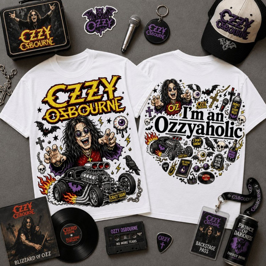 Ozzy Osbourne Merch I'm an Ozzyaholic Crazy Train Vintage Shirt Gifts For Rock Lovers - Kdjoy