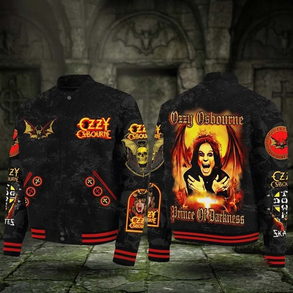 Ozzy Osbourne Prince of Darkness Black Bomber Jacket Ozzy Osbourne Merch Present For Fans Ozzy Osbourne Prince of Darkness Black Bomber Jacket Ozzy Osbourne Merch Present For Fans